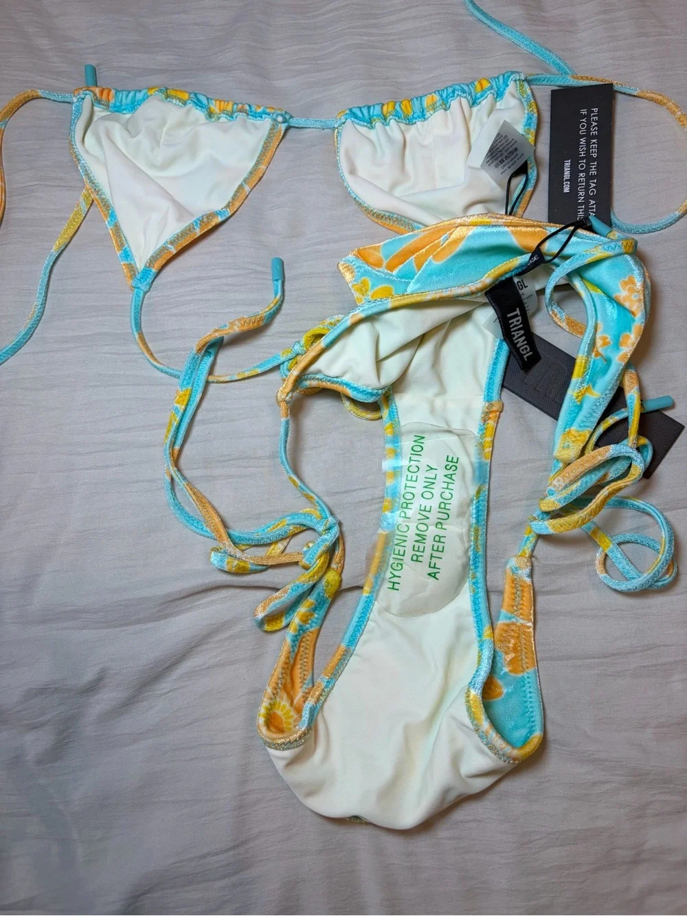 triangl swimwear Aqua & Yellow Floral Velvet Bikini Bottom